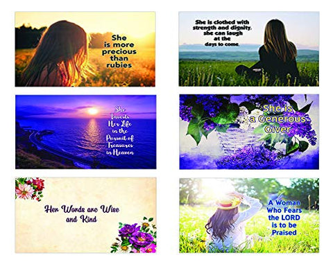 Bible Verses About Virtuous Woman Postcards (60-Pack) - Variety Encouraging Postcards
