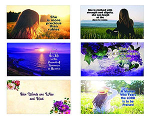 Bible Verses About Virtuous Woman Postcards (30-Pack) - Perfect Giveaway for Ministries and Sunday Schools