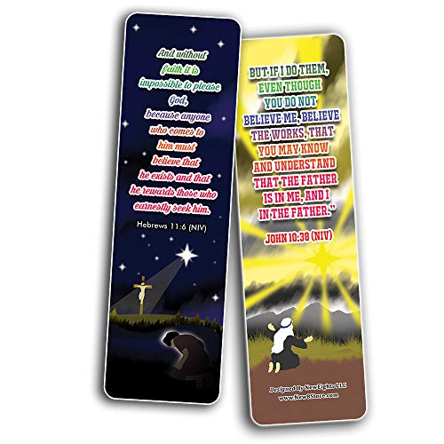 I believe in You Bible Verses Bookmarks Cards (60-Pack) - Church Memory Verse Sunday School Rewards - Christian Stocking Stuffers Birthday Party Favors Assorted Bulk Pack