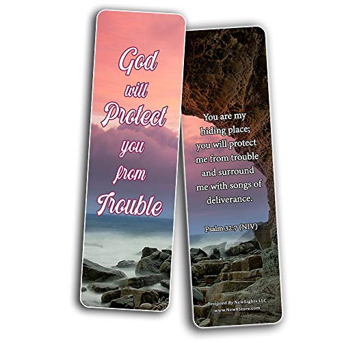 Encouraging Scriptures Bookmarks About God's Protection And Inspire Godly Courage (30-Pack) - Church Memory Verse Sunday School Rewards - Christian Stocking Stuffers Birthday Assorted Bulk Pack