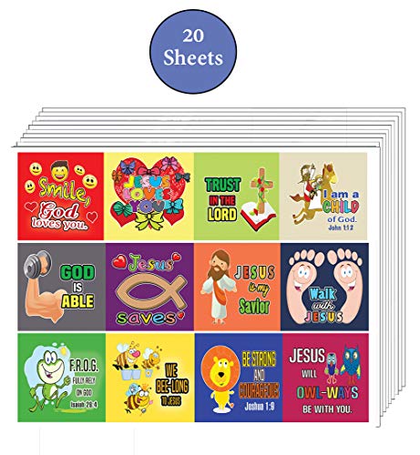 Christian Stickers - Smile, God Loves You - (20 Sheets) - Perfect Give Away For Children Ministries