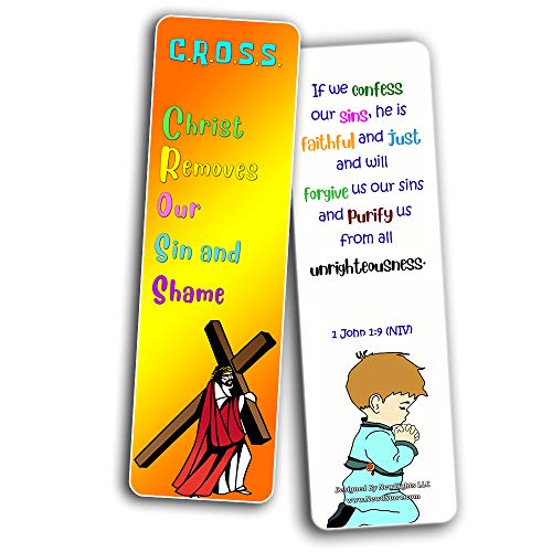 Christian Gospel Bookmarks for Kids (60 Pack) - Perfect Gift away for Sunday School and Ministries - VBS Sunday School Easter Baptism Thanksgiving Christmas Rewards Encouragement Motivational Gift