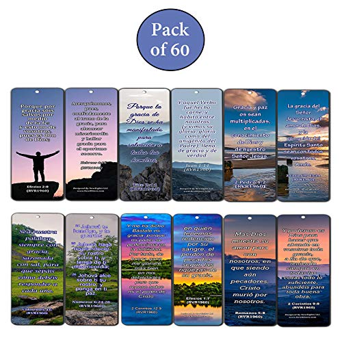 Spanish Bible Verses About Grace (60 Pack) - Perfect Giftaway for Sunday School and Learn Spanish Language