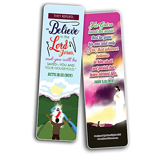 I believe in You Bible Verses Bookmarks Cards (60-Pack) - Church Memory Verse Sunday School Rewards - Christian Stocking Stuffers Birthday Party Favors Assorted Bulk Pack