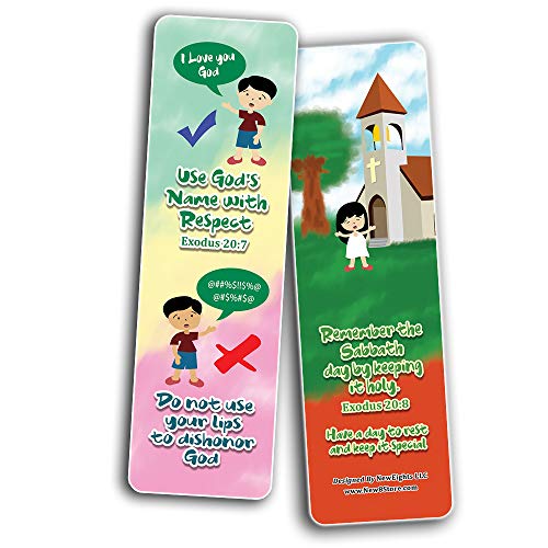 10 Commandments Bookmarks Cards (60-Pack) - Church Memory Verse Sunday School Rewards - Christian Stocking Stuffers Birthday Party Favors Assorted Bulk Pack