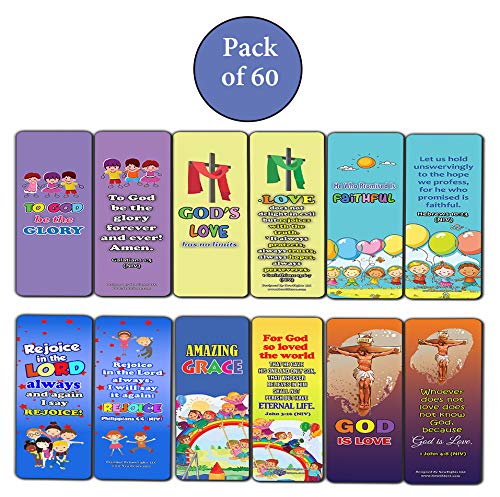 Amazing Grace Bible Bookmarks for Kids Boys Girls (60-Pack) - Easter Basket Stuffers Sunday School Children Ministries VBS Vacation Bible School