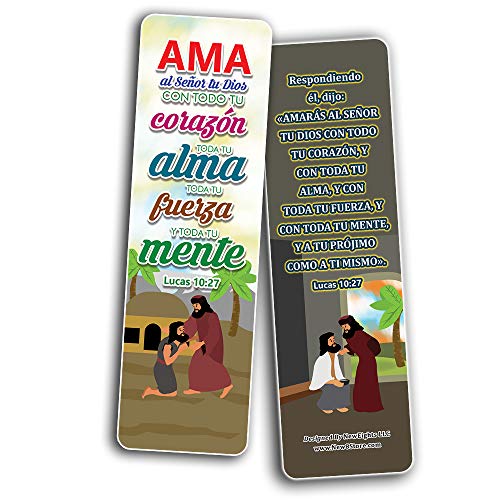 Spanish The Good Samaritan Christian Bookmarks Cards (60-Pack) - Church Memory Verse Sunday School Rewards - Christian Stocking Stuffers Birthday Party Favors Assorted Bulk Pack