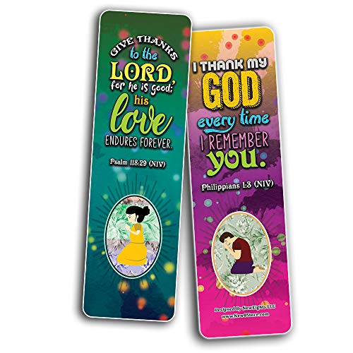 Thank You Lord Bible Verse Bookmarks (60-Pack) - Church Memory Verse Sunday School Rewards - Christian Stocking Stuffers Birthday Party Favors Assorted Bulk Pack