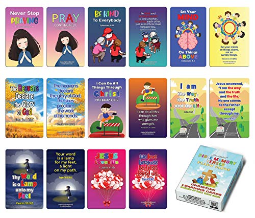 Christian Learning Cards - Bible Memory Verses Flash Cards (1-Deck)