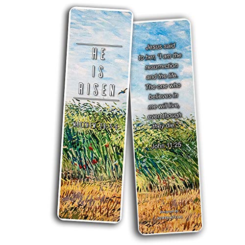 Christian Bookmarks Cards - Jesus has Risen (60 Pack) - John 3:16 Scriptures - God's Love Living Faith - Great Stocking Stuffers for Sunday School Bible Study Men Women Ministry Baptism Encouragement
