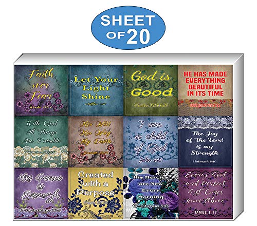 NewEights Vintage Religious Stickers for Women Series 2 (5 Sheet) - Total 60 Pcs (5 x 12pcs) Individual Small Size 2.1 x 2 Inches, Waterproof, Perfect