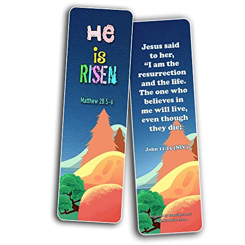 Jesus Has Risen Religious Bookmarks Cards for Kids (60 Pack) - Perfect Gift away for Sunday School and Ministries - Reverence Bible Texts VBS Sunday School Easter Baptism Thanksgiving Christmas Reward