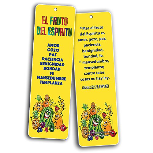 Spanish Religious Bookmarks for Kids (30-Pack)- Character Building Bible Verses - El Fruto Del Espiritu - Filipenses 4:13 - Marcadores de Libros Cristianos para hombres para mujeres - Christian Gift