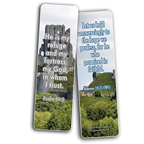 Religious Bookmarks Cards (60 Pack) - Encouraging Gift Psalm 91 Isaiah 41 Ephesian 6 Be Strong Bible Verses - Stocking Stuffers for Men Women Soldiers Army Husband Evangelism Mission Church Supplies
