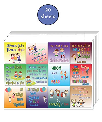 Confidence Building Scriptures Stickers for Kids (20-Sheet) - Great Giftaway Stickers for Ministries