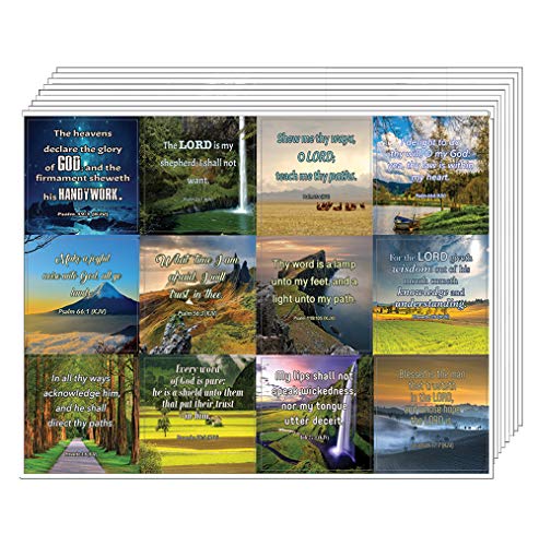 Short KJV Bible Scriptures Stickers (20-Sheet) - Great Giftaway Stickers for Ministries