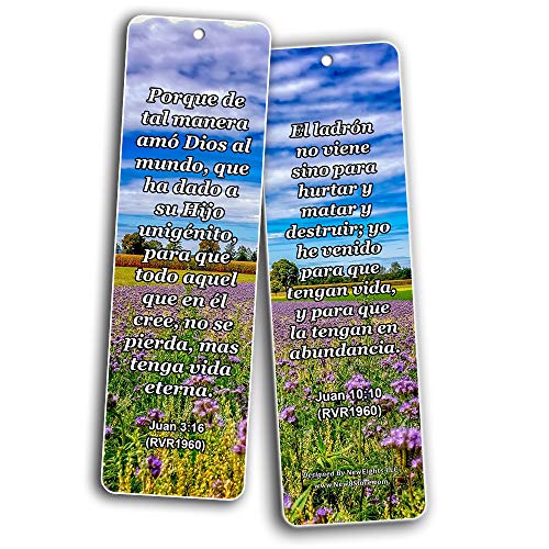 Spanish Life Bible Verses Bookmarks (60 Pack) - Perfect Giftaway for Sunday School and Learn the Spanish Language