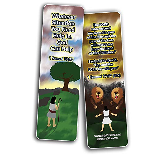David and Goliath Religious Bible Bookmarks Cards (30-Pack) - Stocking Stuffers for Boys Girls - Children Ministry Bible Study Church Supplies Teacher Classroom Incentives Gift
