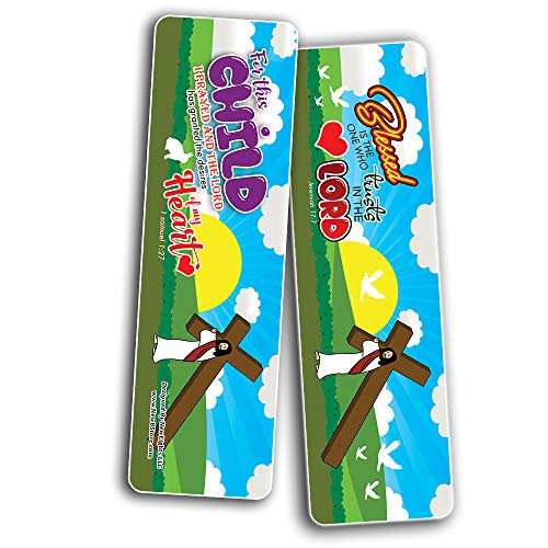 Bible Scriptures Bookmarks Cards for Kids Boys Girls (60-Pack) - Church Memory Verse Sunday School Rewards - Christian Stocking Stuffers Birthday Party Favors Assorted Bulk Pack