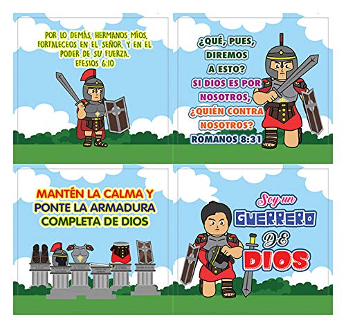 Spanish Armor of God Stickers (20-Sheet) - Church Memory Verse Sunday School Rewards - Christian Stocking Stuffers Birthday Party Favors Assorted Bulk Pack