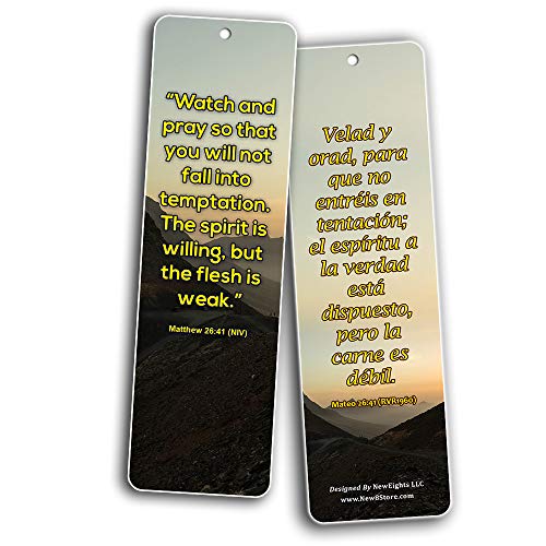 Bilingual Encouraging Bible Verses Bookmarks - Overcome Temptation (60 ...