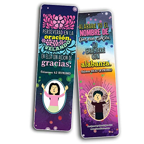Spanish Thank You Lord Bible Verse Bookmarks (60-Pack) - Church Memory Verse Sunday School Rewards - Christian Stocking Stuffers Birthday Party Favors Assorted Bulk Pack