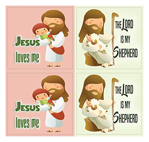 Kids Christian Stickers 12 pcs set (5 Sheets) - God is Love Affirmation Bible Verses