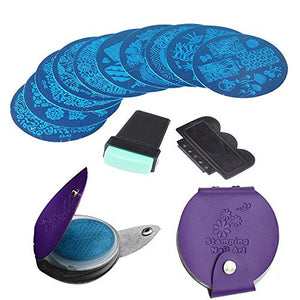 New8Beauty Nail Art Stamping Kit - 10 nail stamping plates - FREE Manicure Nail Design plates Organizer