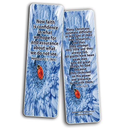 Faith Scriptures Cards Bookmarks (12-Pack) - Stocking Stuffers Devotional Bible Study - Church Ministry Supplies Classroom Teacher Incentive Gifts Giveaways