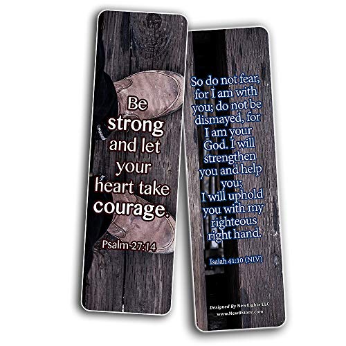Religious Bookmarks Cards (60 Pack) - Encouraging Gift Psalm 91 Isaiah 41 Ephesian 6 Be Strong Bible Verses - Stocking Stuffers for Men Women Soldiers Army Husband Evangelism Mission Church Supplies
