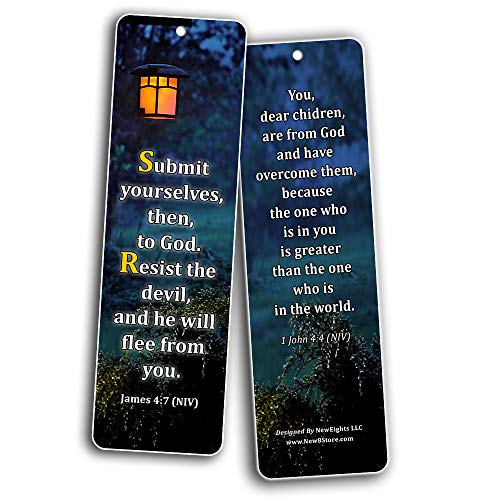 Overcome Life's Battle and Spiritual Warfare Bible Verses Bookmarks (30 Pack) - Spiritual Warfare Scriptures to Read, Pray, and Memorize