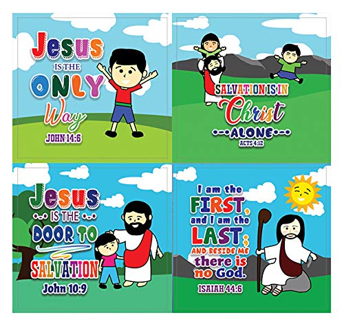 Jesus is the Only Way Bible Verse Stickers (20-Sheet) - Church Memory Verse Sunday School Rewards - Christian Stocking Stuffers Birthday Party Favors Assorted Bulk Pack