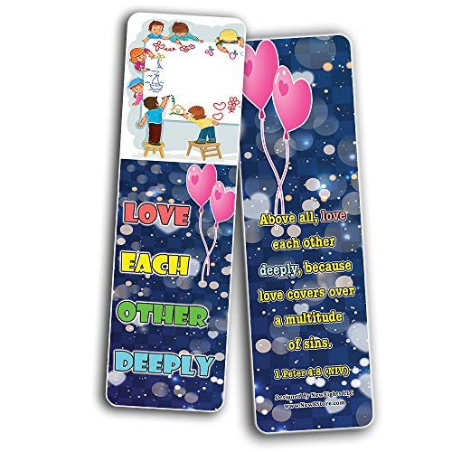 Love One Another Bible Verses Bookmarks for Kids (30-Pack) - Daily Memory Verses For Children