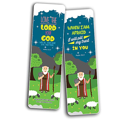 Bible Scriptures Bookmarks Cards for Kids Boys Girls (60-Pack) - Church Memory Verse Sunday School Rewards - Christian Stocking Stuffers Birthday Party Favors Assorted Bulk Pack