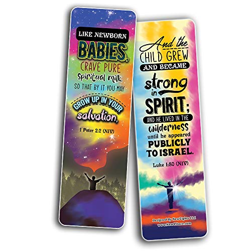 Spiritual Growth Bookmarks (60-Pack) - Church Memory Verse Sunday School Rewards - Christian Stocking Stuffers Birthday Party Favors Assorted Bulk Pack