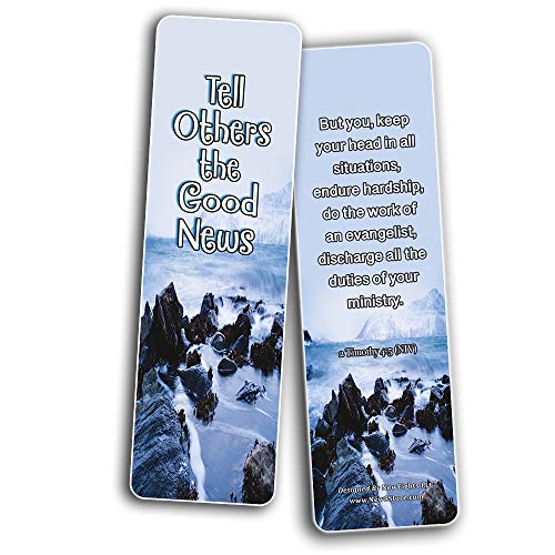 Scriptures Cards Bookmarks About Evangelism (30 Pack) - Stocking Stuffers Devotional Bible Study - Church Ministry Supplies Teacher Classroom Incentive Gifts