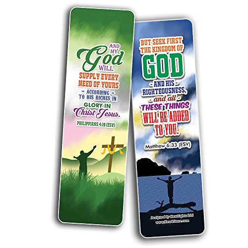 God will Provide Bible Verses Bookmarks Cards (60-Pack) - Church Memory Verse Sunday School Rewards - Christian Stocking Stuffers Birthday Party Favors Assorted Bulk Pack