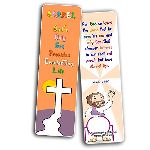 Christian Gospel Bookmarks for Kids (30 Pack) - Well Designed for Kids with Easy To Memorize Bible Verses - Church Ministry Supplies Classroom Teacher Incentive Gifts Giveaways