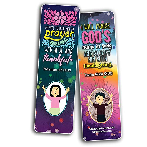 Thank You Lord Bible Verse Bookmarks (30-Pack) - Stocking Stuffers for Boys Girls - Children Ministry Bible Study Church Supplies Teacher Classroom Incentives Gift