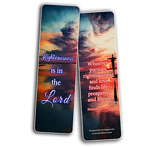 Encouraging Scriptures Bookmarks About Righteousness (60-Pack) - VBS Sunday School Easter Baptism Thanksgiving Christmas Rewards Encouragement Motivational Gift
