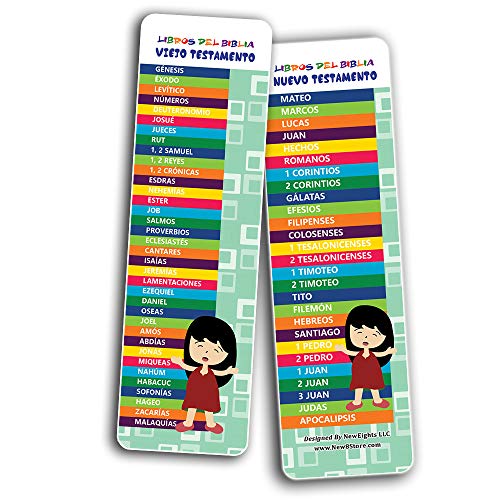 Spanish Books Of The Bible Bookmarks for Kids (60-Pack) - Church Memory Verse Sunday School Rewards - Christian Stocking Stuffers Birthday Party Favors Assorted Bulk Pack