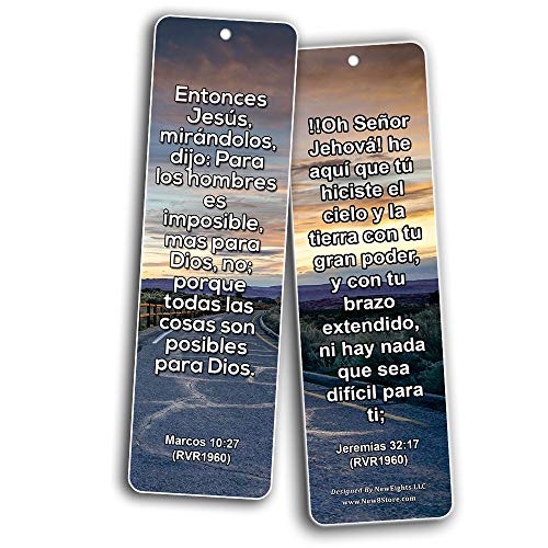 SPANISH RELIGIOUS BIBLE QUOTES BOOKMARKS FOR DOING THE IMPOSSIBLE (RVR1960) (60-Pack) - Handy Spanish Bible Verses About Doing The Impossible Collection