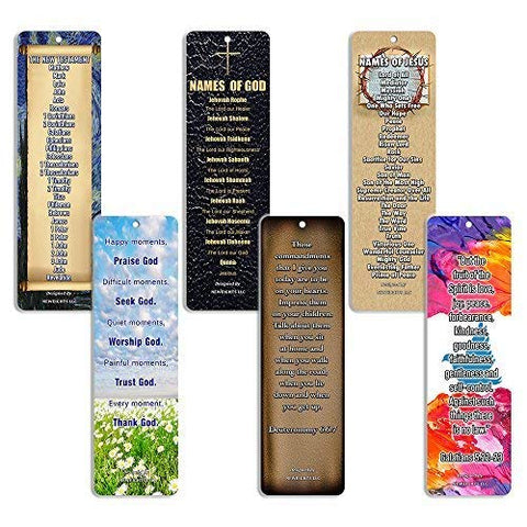 Christian Bookmarks Cards - Books of the Bible Bookmarks (60 Pack) - Collection & Gift with Inspirational Motivational Encouraging Scripture based Messages