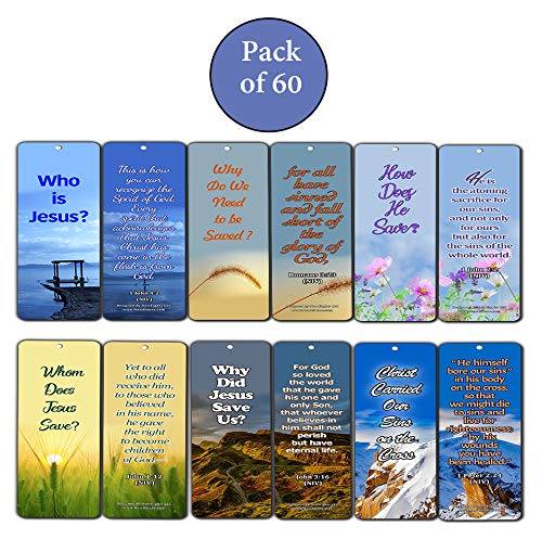 Spiritual Growth Bible Bookmarks (60 Pack) - Perfect Giftaway for Sunday School and Ministries