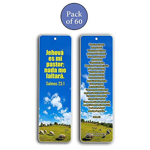 Spanish Bookmarks Salmo 23 (60-Pack) - Psalm 23 The Lord is My Shepherd EspaÂ¤ol Prayer Cards - Religious Christian Gift to Encourage Men Women Teens Children - War Room Decor - Stocking Stuffers