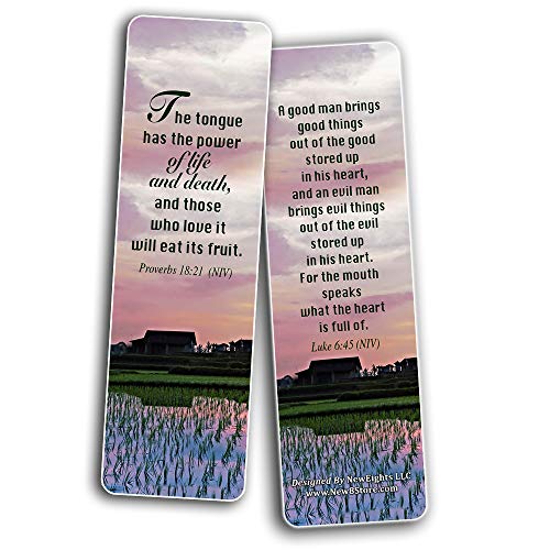 Bible Verses About the Tongue Scriptures Cards Bookmarks (12-Pack) - Collection Motivational of Bible Verses on Christian Development