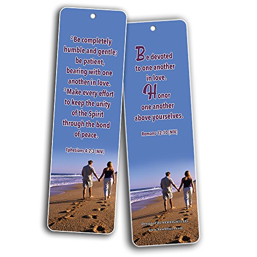 Bible Verses About Marriage Bookmarks Cards (30-Pack)- Religious Scriptures for Successful Marriage Relationship - Wedding Anniversary Husband and Wife Gifts