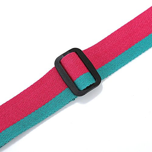 Ukulele Strap Pure Cotton Pink Colorful Strap with Leather End - FREE Ukulele Strap Button and eBook - Length: 49in & Adjustable