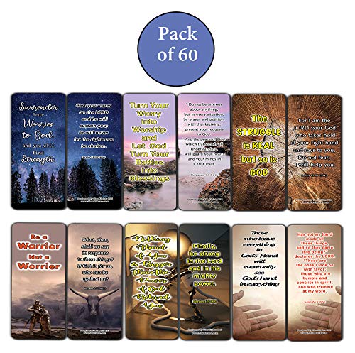 Trusting God And Not Worrying Religious Christian Bookmarks (60-Pack) - Perfect Giftaway for Sunday School and Ministries