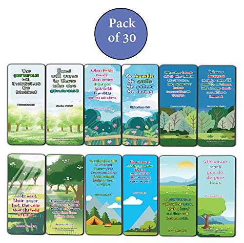 Bible Bookmarks for kids - Character Building Series 2 (30 Pack) - Well Designed for Kids with Easy To Memorize Bible Verses - VBS Sunday School Easter Baptism Thanksgiving Christmas Rewards